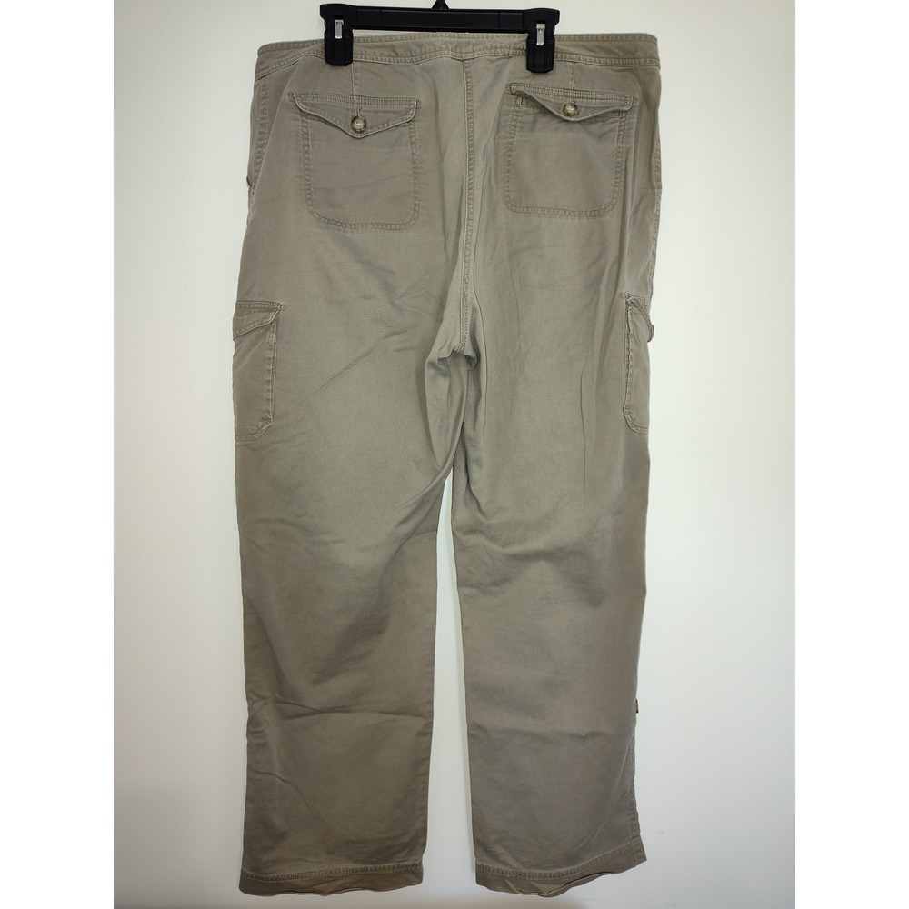 LL Bean Womens Cargo Pants 20T Tan Khaki Cotton Stretch Straight Leg 271460 - Picture 2 of 4